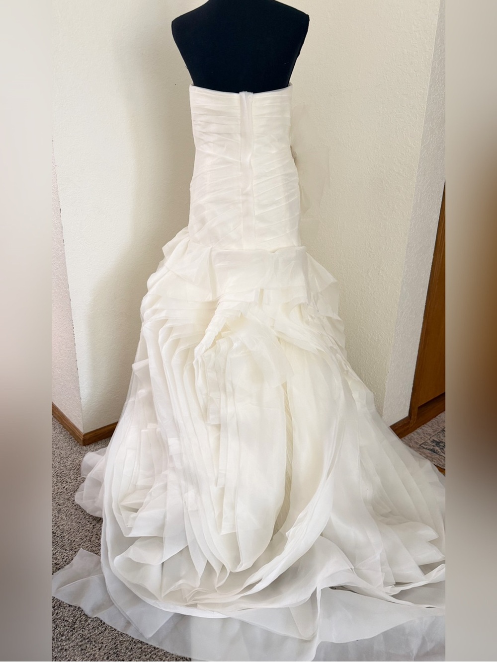 White by Vera Wang Organza Trumpet Wedding Dress STYLE # VW351011 - Picture 6 of 16